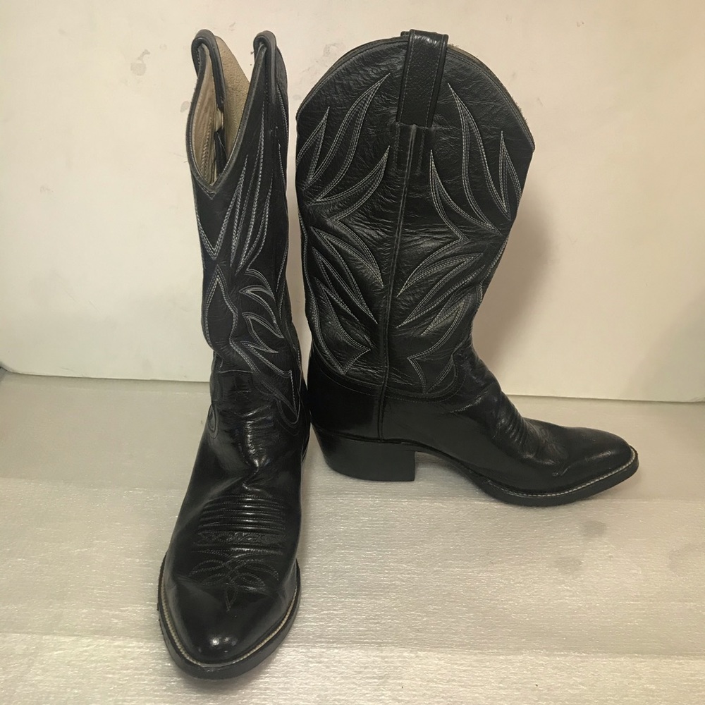 Black Cowgirl Leather Boots sz8
